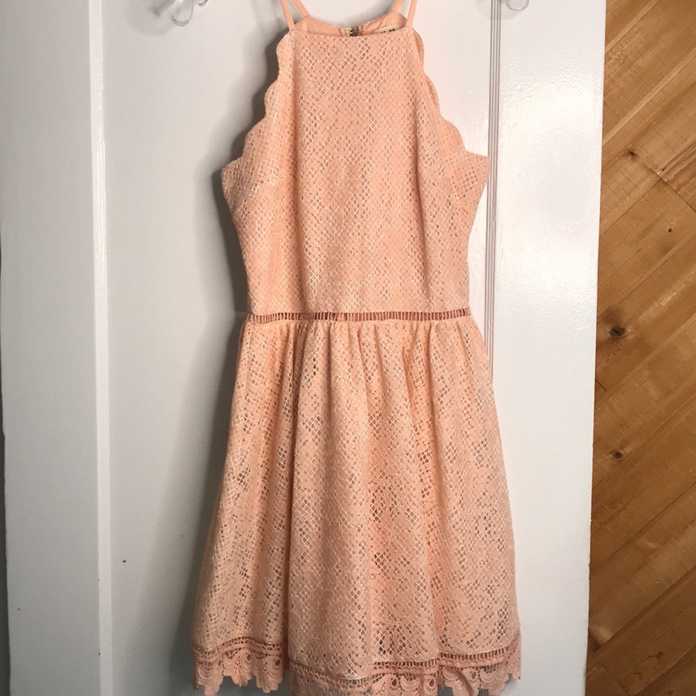 Just Me- peachy pink lace dress